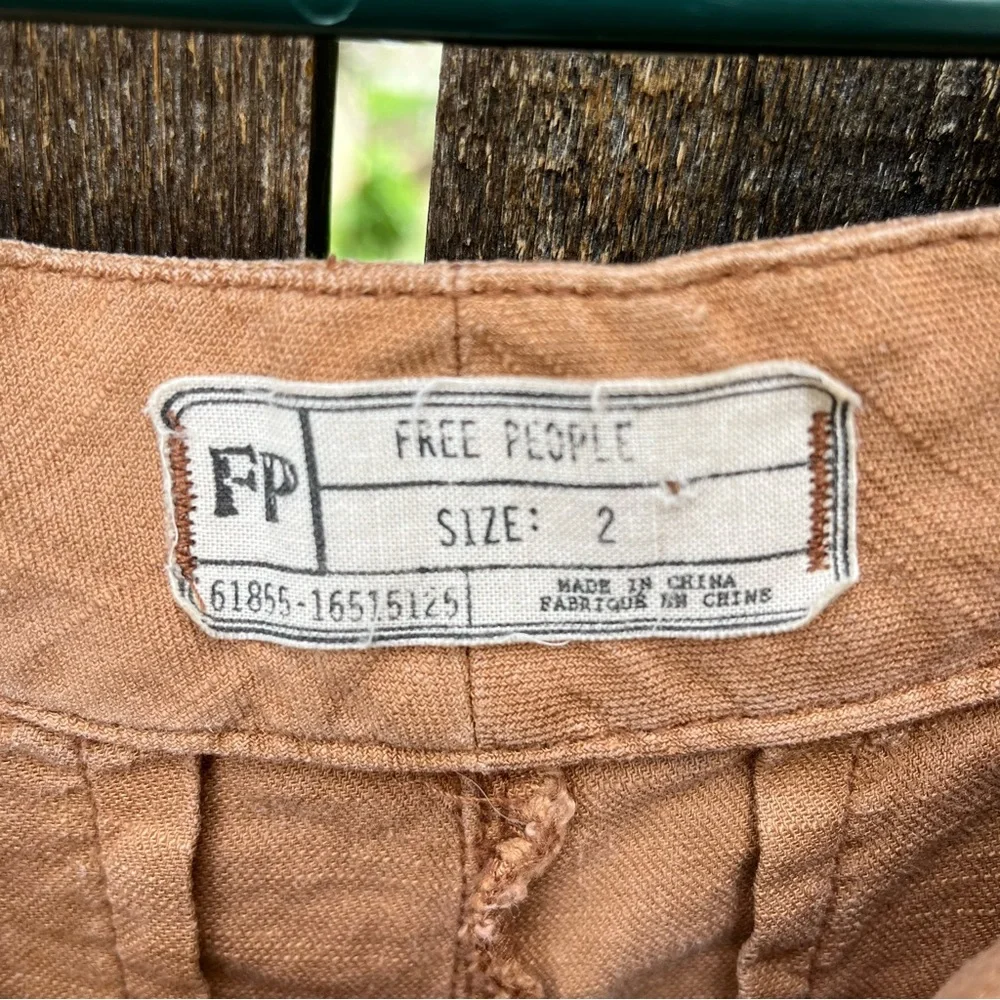 Free People Linen Blend High Waisted Pleated Wide Leg Pants Sz 2 - Picture 4 of 13